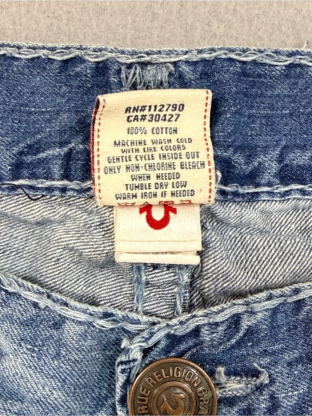 True Religion Ricky Buddha Volcano Mountain Peace relaxed blue Jeans vintage Y2K